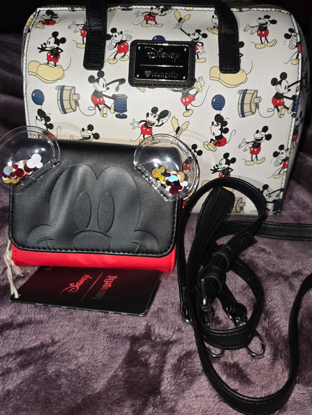 Rare Disney Loungefly Mickey Mouse Crossbody & Wallet Set - Black/Red/White